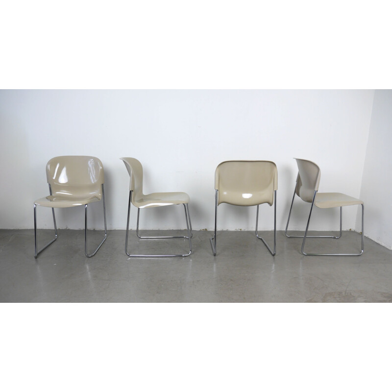 Ensemble de 4 modèles de chaises empilables à balancement de Gerd Lange pour Drabert, Allemagne, années 1960