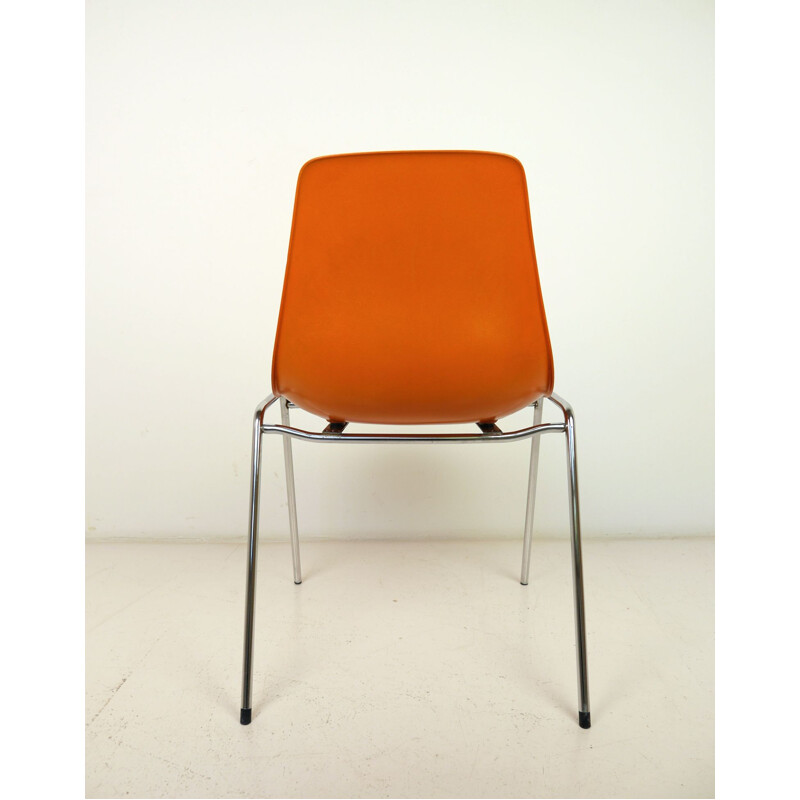 Jeu de 4 chaises empilables vintage en fibre de verre de Georg Leowald pour Wilkhahn, Allemagne, années 1950