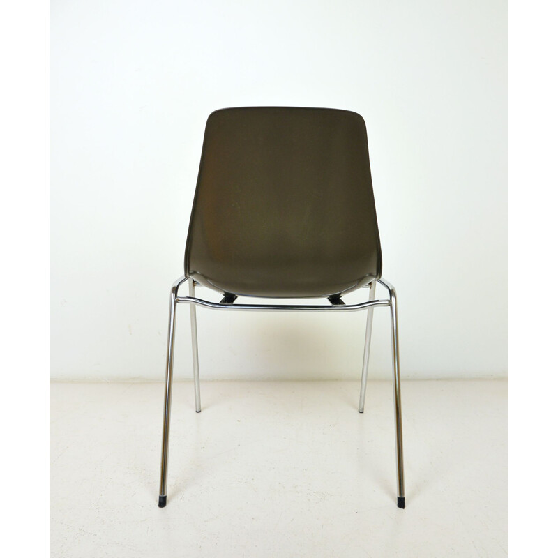Vintage stapelbare stoel in glasvezel van Georg Leowald voor Wilkhahn, Duitsland, 1950