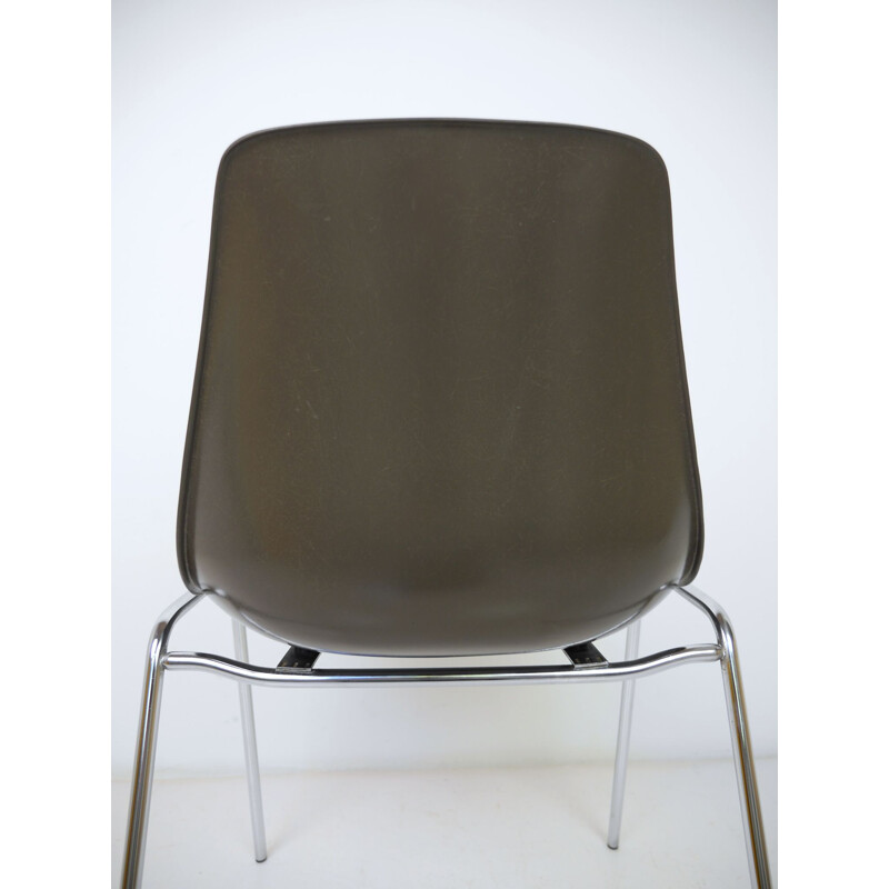 Vintage stapelbare stoel in glasvezel van Georg Leowald voor Wilkhahn, Duitsland, 1950