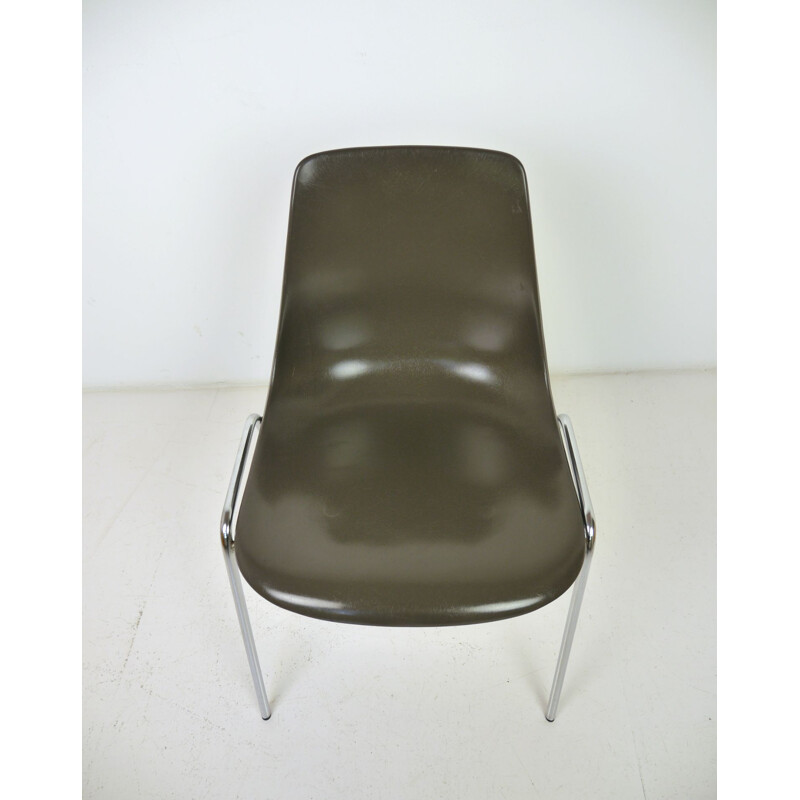 Cadeira Vintage empilhável em fibra de vidro por Georg Leowald para Wilkhahn, Alemanha, 1950s