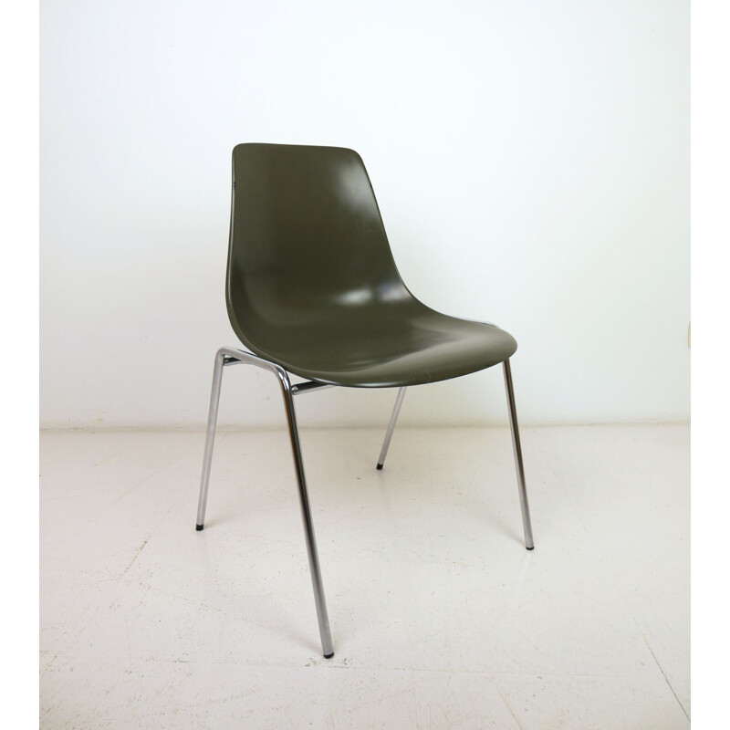 Vintage fiberglass stacking chair by Georg Leowald for Wilkhahn, Germany 1950