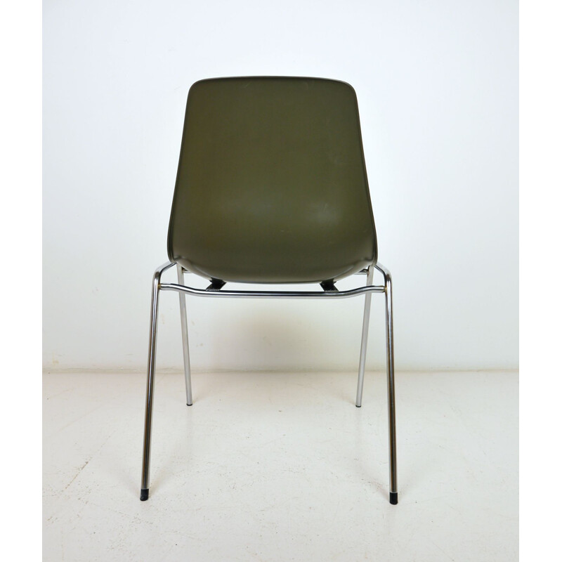 Vintage fiberglass stacking chair by Georg Leowald for Wilkhahn, Germany 1950