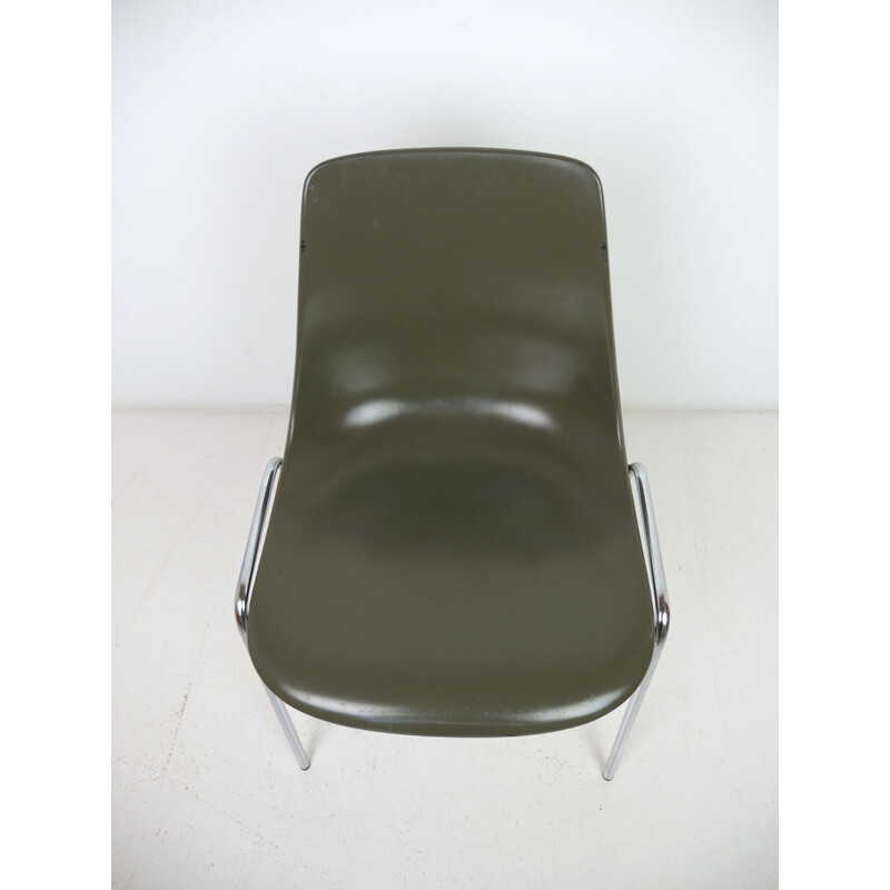 Vintage fiberglass stacking chair by Georg Leowald for Wilkhahn, Germany 1950