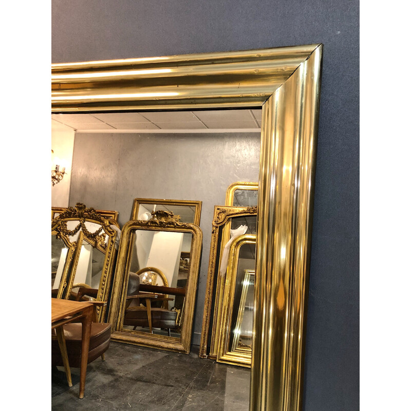 Miroir de bistrot vintage en laiton 158x110