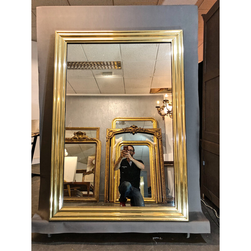 Miroir de bistrot vintage en laiton 158x110