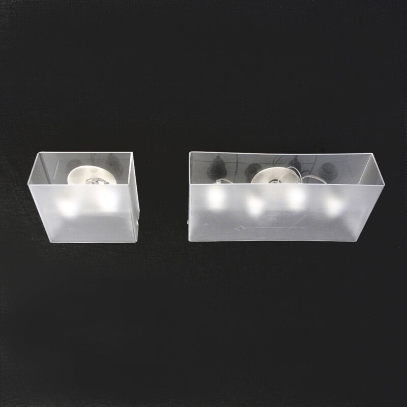 Pair of vintage 'Duplex' wall lamps by Carlo Tamborini for Candle Fontana Arte 2000