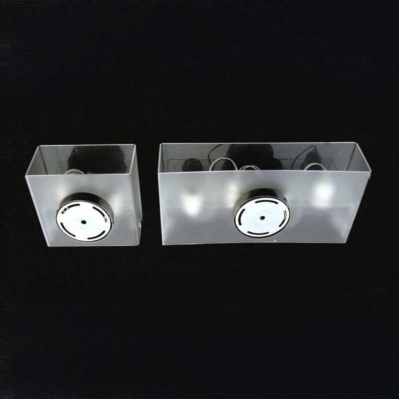 Pair of vintage 'Duplex' wall lamps by Carlo Tamborini for Candle Fontana Arte 2000