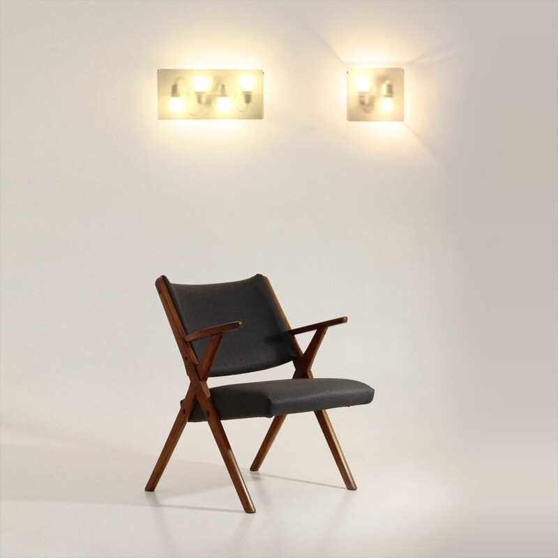 Pair of vintage 'Duplex' wall lamps by Carlo Tamborini for Candle Fontana Arte 2000