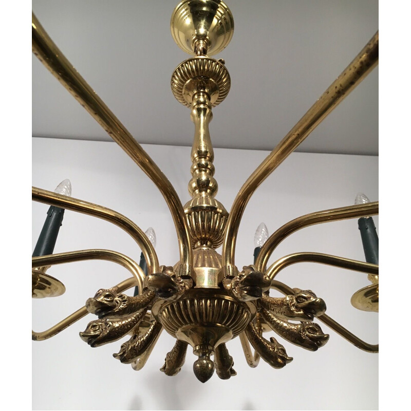 Vintage brass chandelier for Maison Jansen, 1940