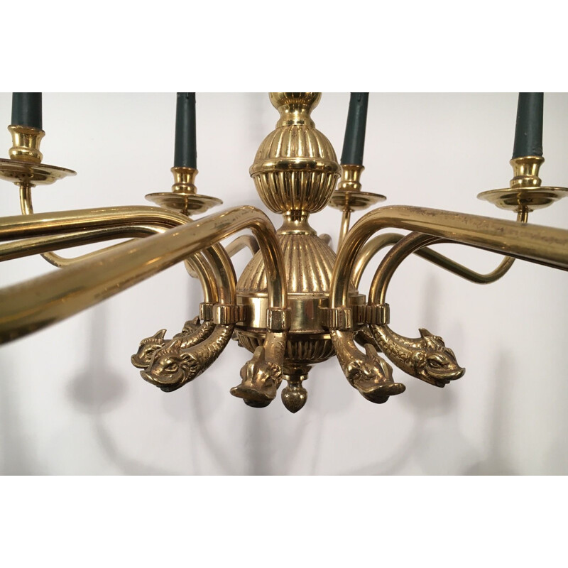 Vintage brass chandelier for Maison Jansen, 1940