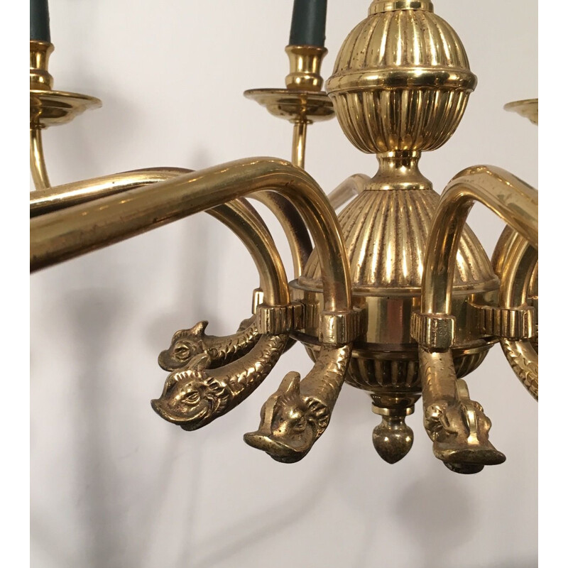 Vintage brass chandelier for Maison Jansen, 1940