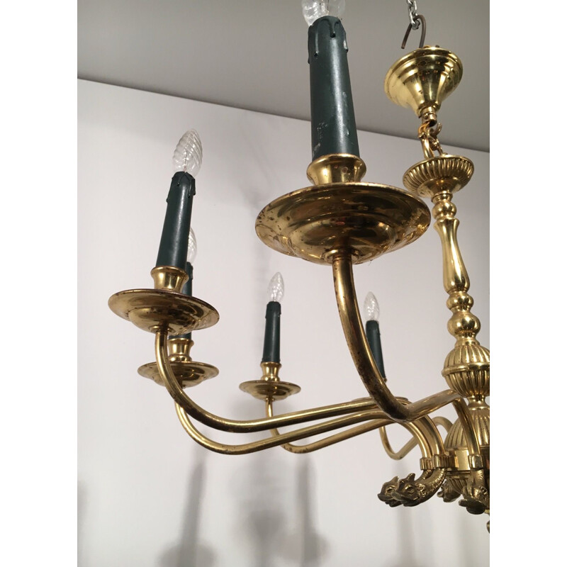 Vintage brass chandelier for Maison Jansen, 1940