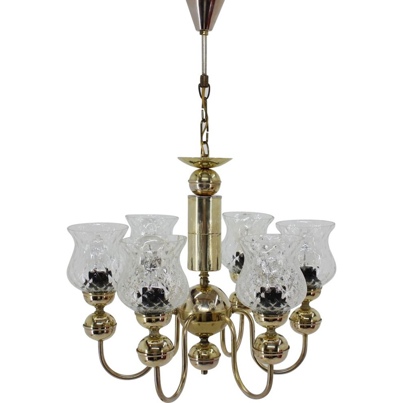 Vintage chandelier by Kamenický Šenov, Czechoslovakia 1950