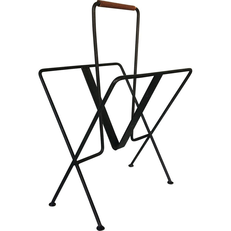 Vintage magazine rack by Jacques Adnet, 1950