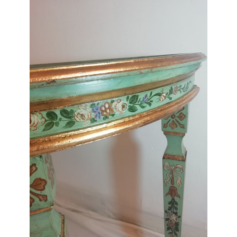 Table d'appoint vintage en bois polychrome