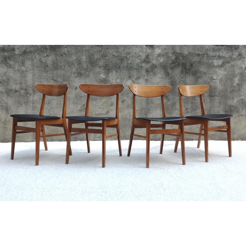 Lot of 4 vintage chairs 210 by Farstrup Mobler, Denmark 1960s