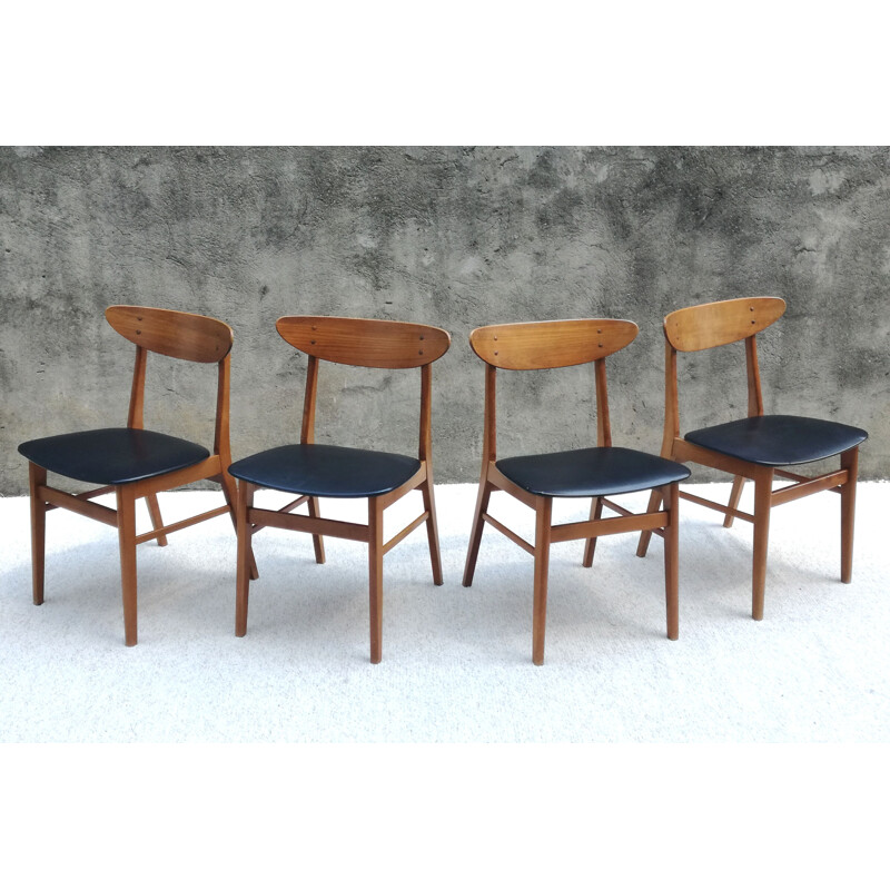 Lot of 4 vintage chairs 210 by Farstrup Mobler, Denmark 1960s