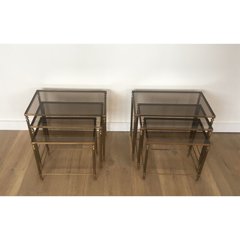 Pair of  Brass Vintage Nesting Table Suites 1940's