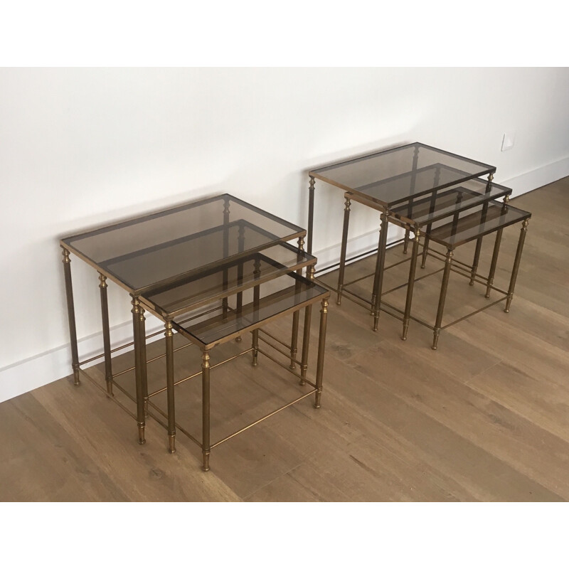 Pair of  Brass Vintage Nesting Table Suites 1940's