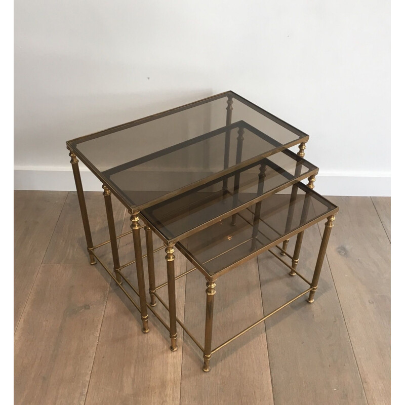 Pair of  Brass Vintage Nesting Table Suites 1940's