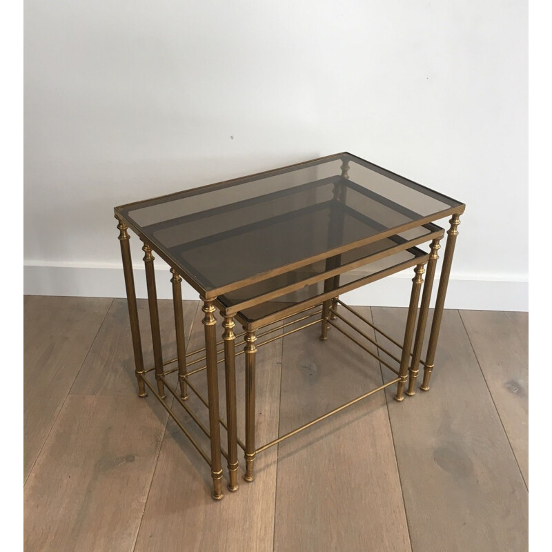 Pair of  Brass Vintage Nesting Table Suites 1940's