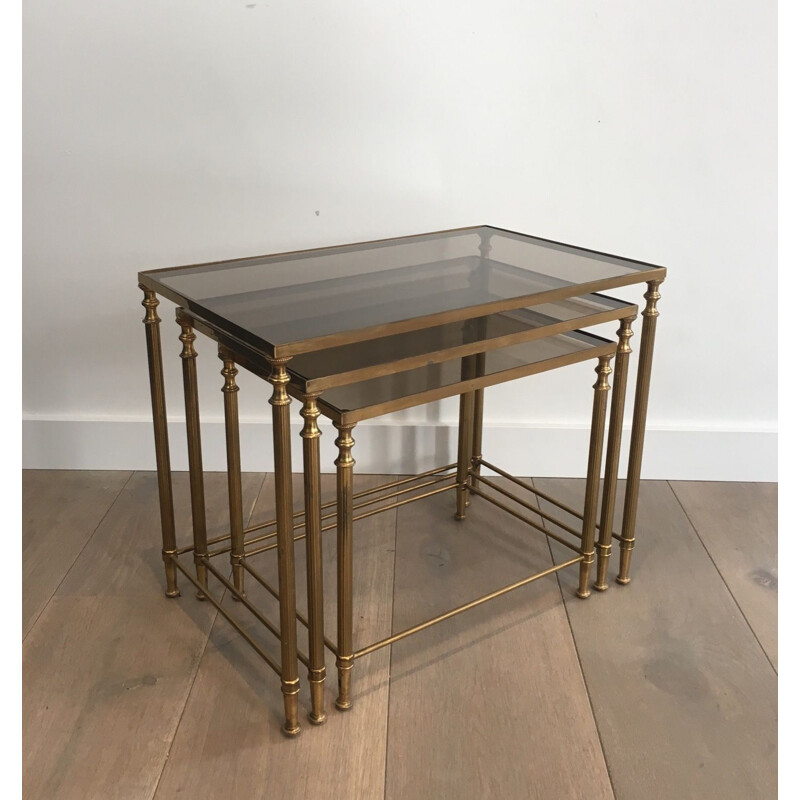 Pair of  Brass Vintage Nesting Table Suites 1940's