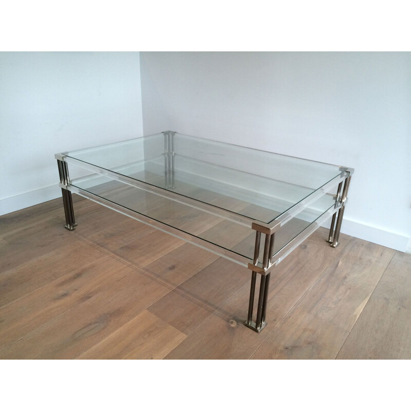 Mesa de café Vintage chrome e plexiglass, 1970