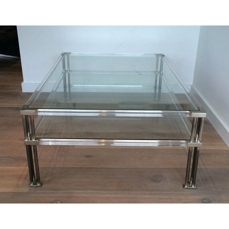 Mesa de café Vintage chrome e plexiglass, 1970