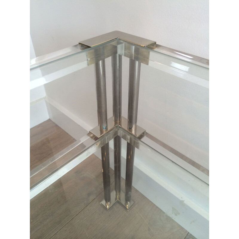 Vintage chrome and plexiglass coffee table, 1970