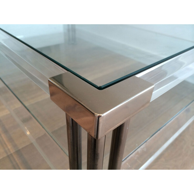 Vintage chrome and plexiglass coffee table, 1970