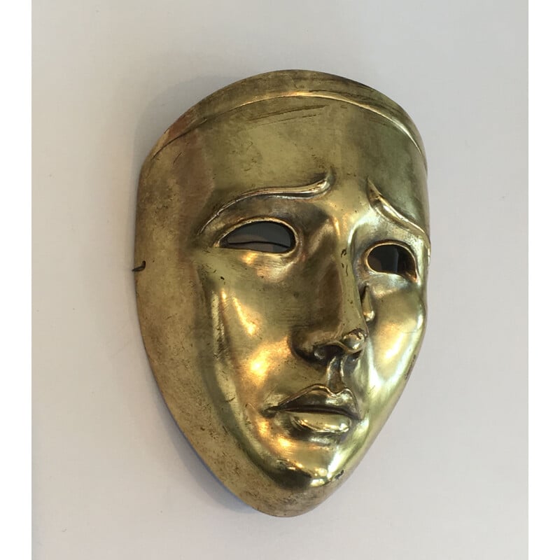 Vintage golden ceramic mask, Portugal 1970