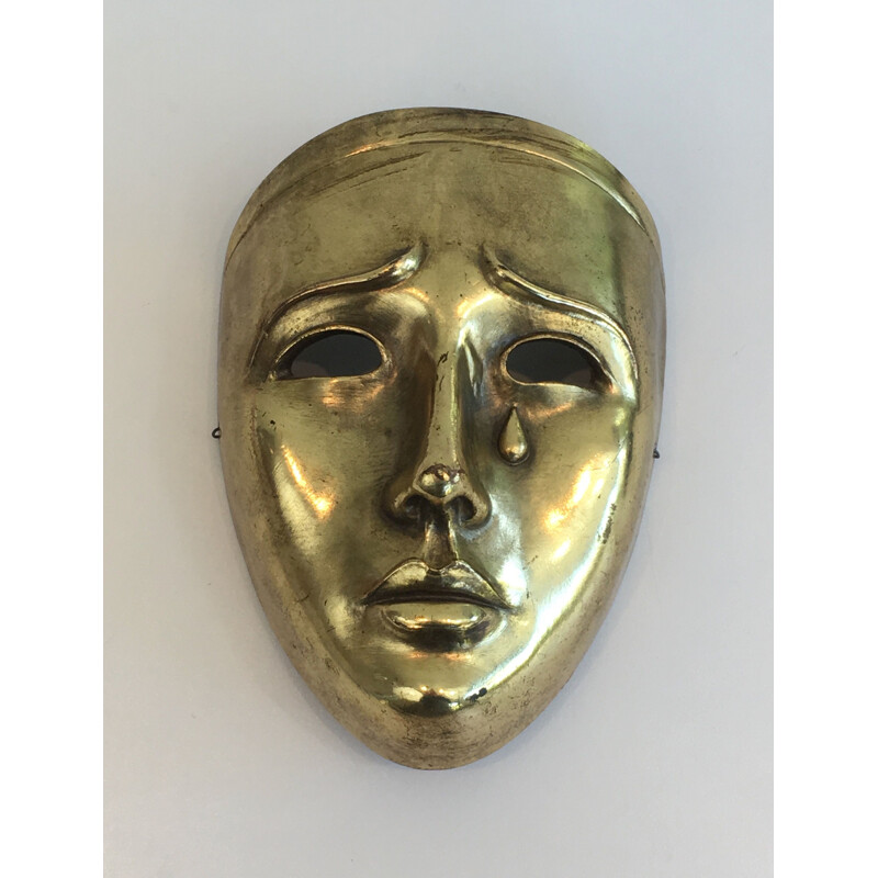 Vintage-Maske aus goldener Keramik, Portugal 1970