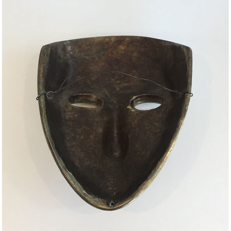 Vintage golden ceramic mask, Portugal 1970