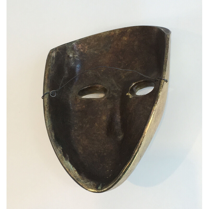 Vintage golden ceramic mask, Portugal 1970