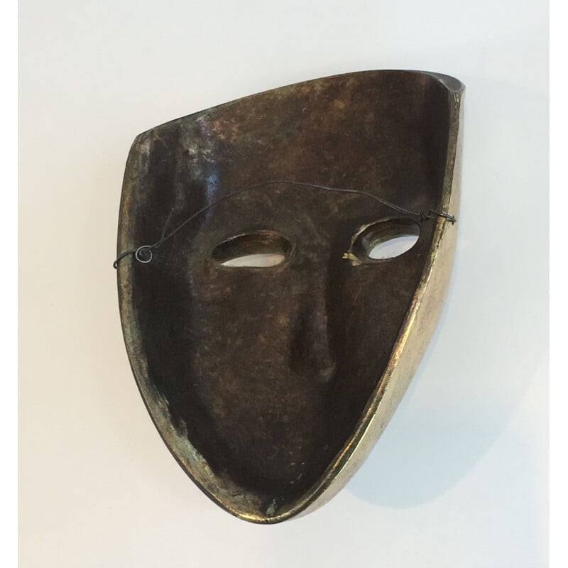 Vintage-Maske aus goldener Keramik, Portugal 1970