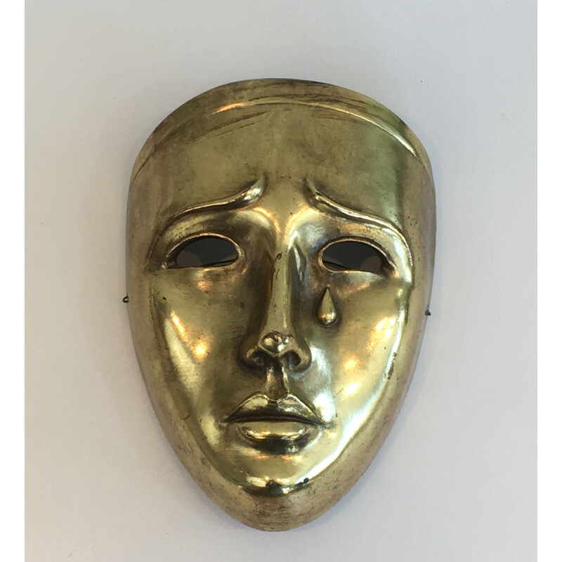 Vintage-Maske aus goldener Keramik, Portugal 1970