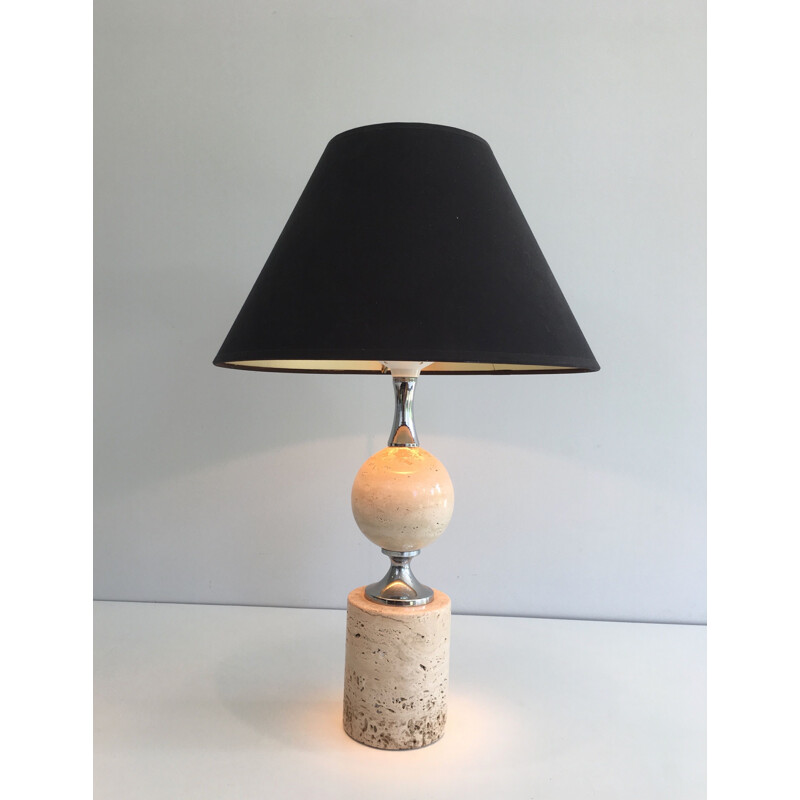 Vintage lamp in Travertine and Chrome 1970