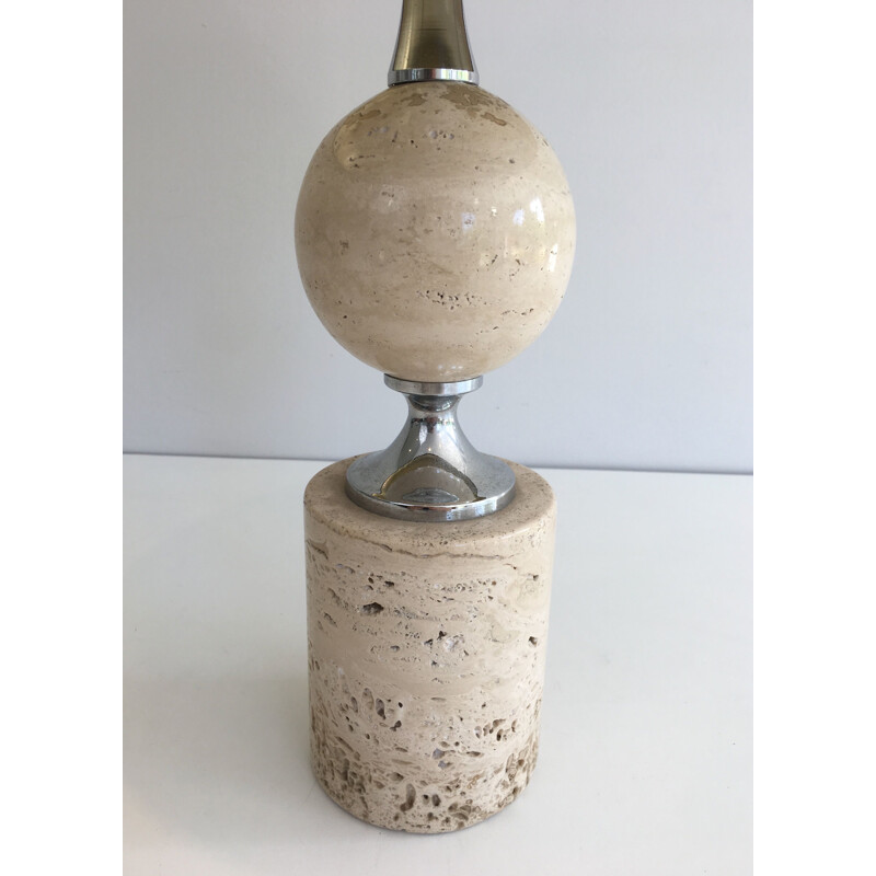 Vintage lamp in Travertine and Chrome 1970