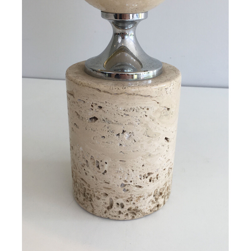 Vintage lamp in Travertine and Chrome 1970