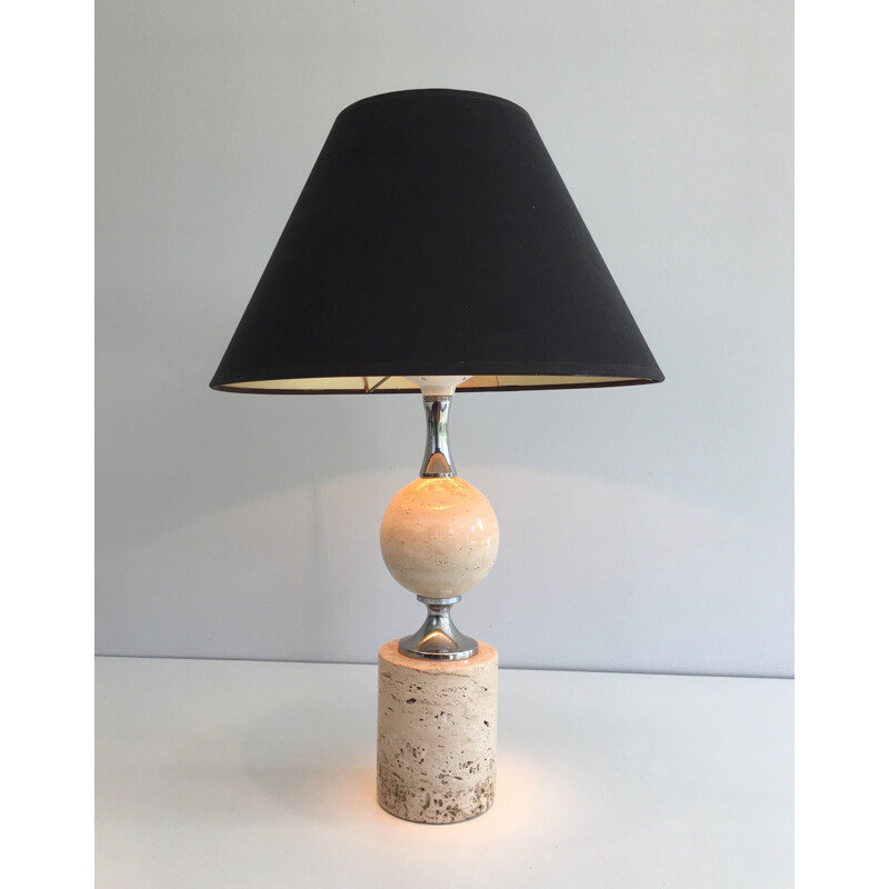 Vintage lamp in Travertine and Chrome 1970