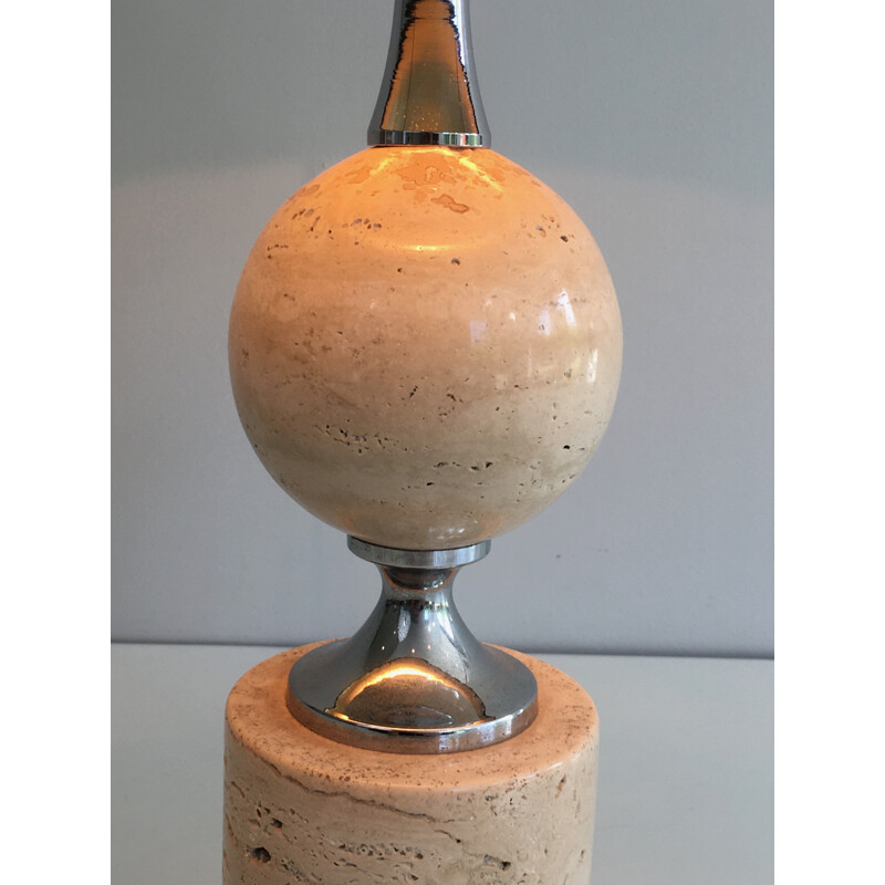 Vintage lamp in Travertine and Chrome 1970