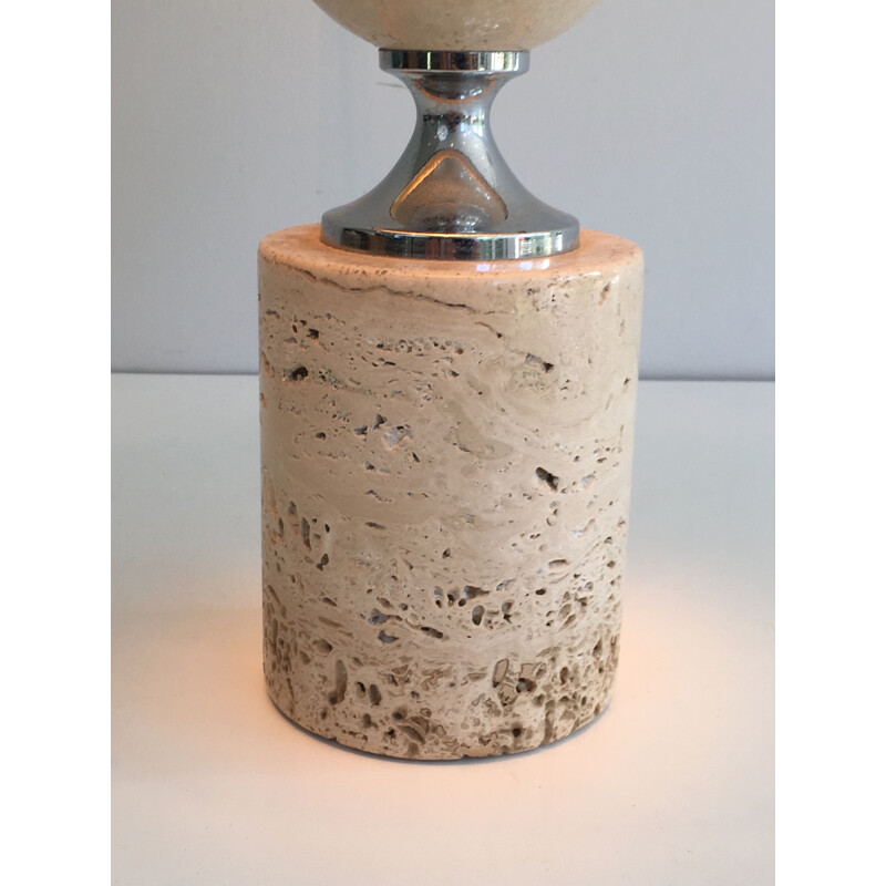 Vintage lamp in Travertine and Chrome 1970