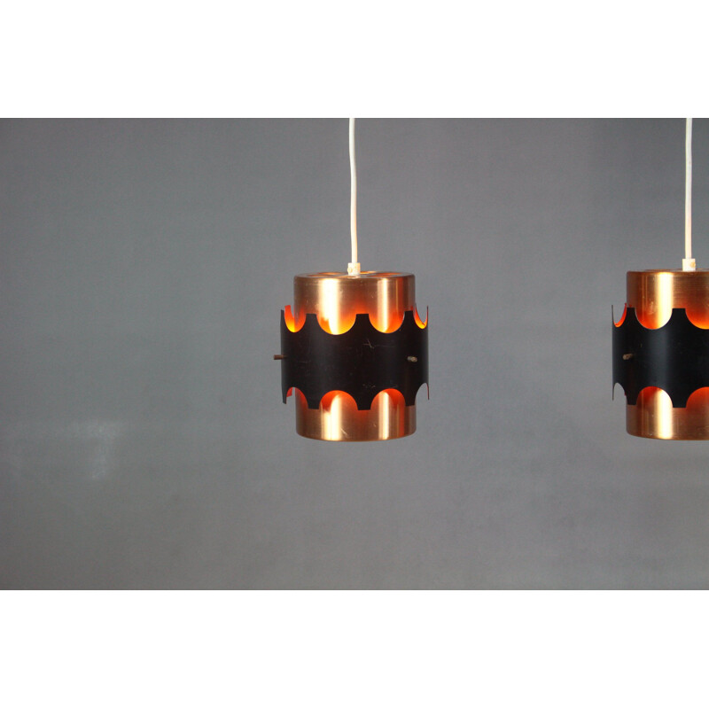 Pair Vintage Pendant Lamp by Jo Hammerborg Danish 1970s