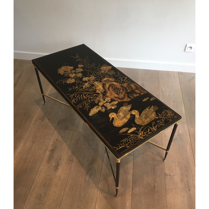 Vintage Brass Coffee Table Neoclassical 1940