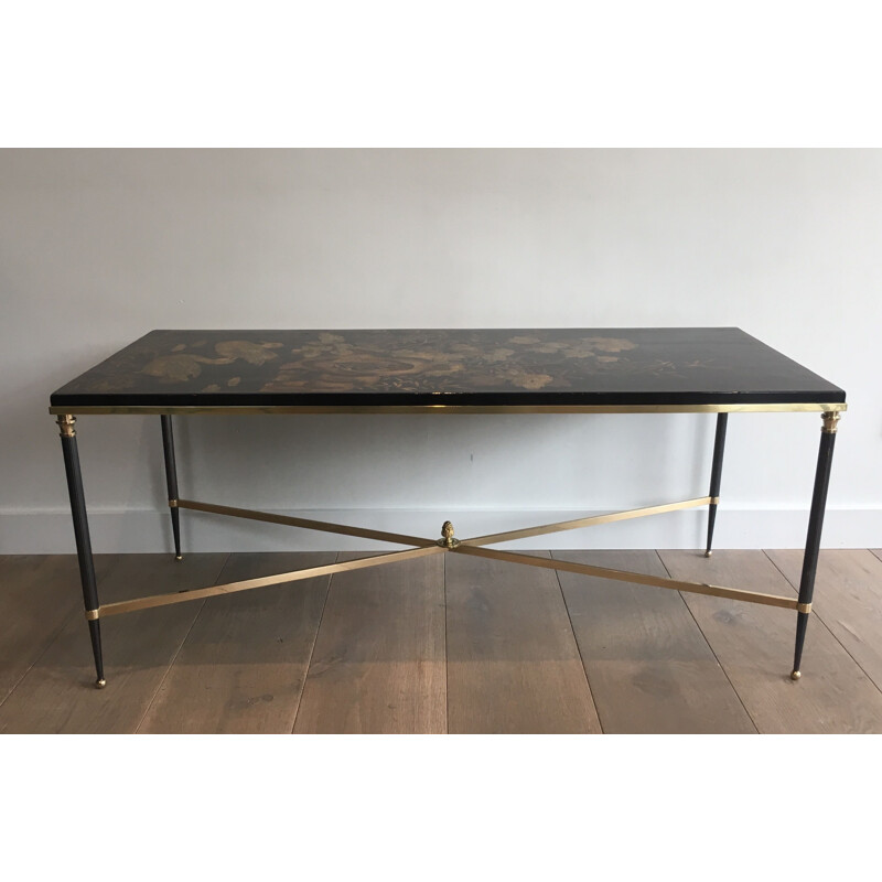 Vintage Brass Coffee Table Neoclassical 1940