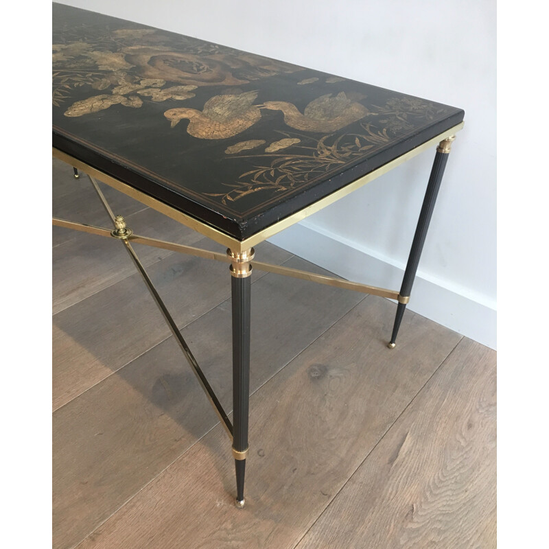 Vintage Brass Coffee Table Neoclassical 1940