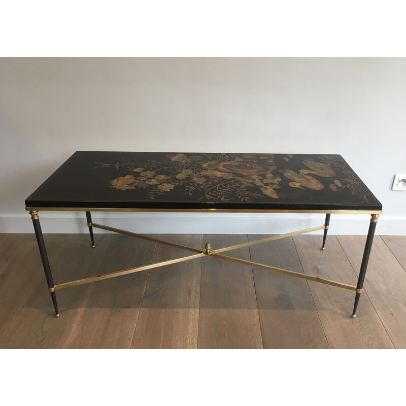 Vintage Brass Coffee Table Neoclassical 1940