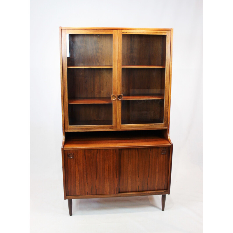 Vintage cabinet with glass doors in rosewood, Denmark 1960