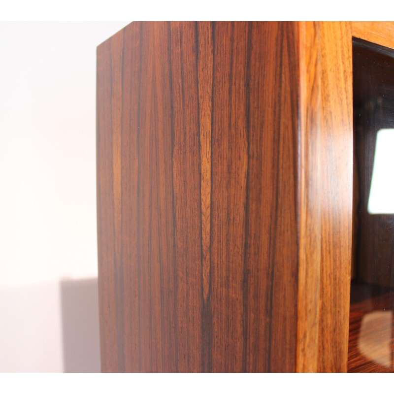 Vintage cabinet with glass doors in rosewood, Denmark 1960